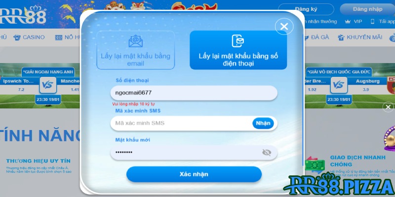 đăng nhập rr88 quên mật khẩu